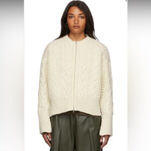 3.1 Phillip Lim Chunky Wool Knit Zip Pullover Cardigan Sweater Ivory Small NWT